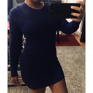 Blue Long sleeve fitted dress